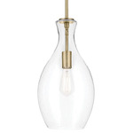 Everly Tulip Pendant - Natural Brass / Clear Seeded