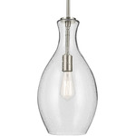 Everly Tulip Pendant - Brushed Nickel / Clear Seeded