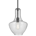 Everly Bell Pendant - Black / Clear Seeded