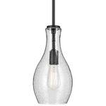 Everly Tulip Pendant - Black / Clear Seeded