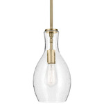 Everly Tulip Pendant - Natural Brass / Clear Seeded