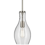 Everly Tulip Pendant - Brushed Nickel / Clear