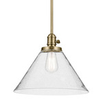 Avery Cone Pendant - Natural Brass / Clear Seeded