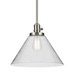 Avery Cone Pendant - Brushed Nickel / Clear Seeded