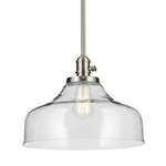 Avery Bell Pendant - Brushed Nickel / Clear Seeded