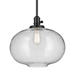 Avery Globe Pendant - Black / Clear Seeded