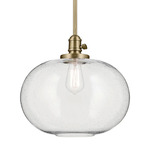 Avery Globe Pendant - Natural Brass / Clear Seeded