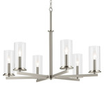 Crosby Chandelier - Brushed Nickel / Clear