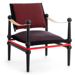 Twain Low Armchair - Black / Bordeaux Back/ Purple Seat/ Red Belt