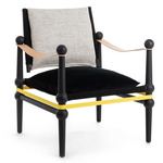 Twain Low Armchair - Black / White Back/ Black Seat/ Yellow Belt