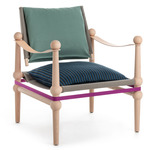 Twain Low Armchair - Natural / Sage Back/ Blue Stripe Seat/ Purple Belt