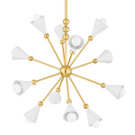 Hikari Starburst Chandelier - Aged Brass / White