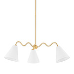 Onda Chandelier - Aged Brass / White