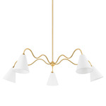 Onda Chandelier - Aged Brass / White