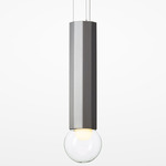 Prisma Vertical Pendant - Brushed Steel / Transparent