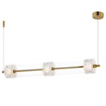 Elysian Linear Pendant - Natural Aged Brass / Clear