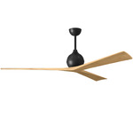 Irene Ceiling Fan - Matte Black / Light Maple Tone