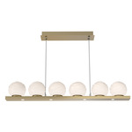 Gaia Linear Chandelier - Gilded Brass / Opal White