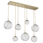 Gaia Linear Multi-Multi Light Pendant - Gilded Brass / Clear