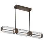 Ledgestone Linear Chandelier - Flat Bronze / Clear Ledgestone