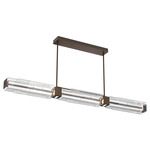 Ledgestone Linear Chandelier - Flat Bronze / Clear Ledgestone