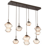 Mesa Linear Multi Light Pendant - Flat Bronze / Mesa Amber