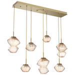 Mesa Linear Multi Light Pendant - Gilded Brass / Mesa Amber