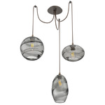 Misto Swag Multi Light Pendant - Flat Bronze / Optic Smoke