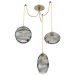 Misto Swag Multi Light Pendant - Gilded Brass / Optic Smoke