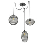 Misto Swag Multi Light Pendant - Matte Black / Optic Smoke