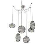 Misto Swag Multi Light Pendant - Beige Silver / Optic Smoke