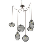 Misto Swag Multi Light Pendant - Flat Bronze / Optic Smoke