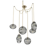 Misto Swag Multi Light Pendant - Gilded Brass / Optic Smoke