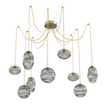 Misto Swag Multi Light Pendant - Gilded Brass / Optic Smoke