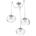 Nova Gem Swag Multi Light Pendant - Beige Silver / Clear Floret