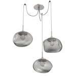 Nova Gem Swag Multi Light Pendant - Beige Silver / Smoke Floret