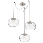 Nova Gem Swag Multi Light Pendant - Beige Silver / Clear Geo