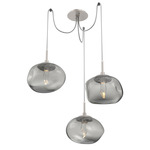 Nova Gem Swag Multi Light Pendant - Beige Silver / Smoke Geo