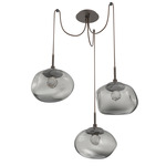 Nova Gem Swag Multi Light Pendant - Flat Bronze / Smoke Floret