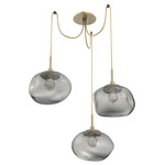 Nova Gem Swag Multi Light Pendant - Gilded Brass / Smoke Floret