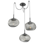 Nova Gem Swag Multi Light Pendant - Matte Black / Smoke Geo