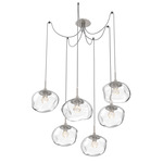 Nova Gem Swag Multi Light Pendant - Beige Silver / Clear Floret