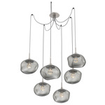 Nova Gem Swag Multi Light Pendant - Beige Silver / Smoke Floret