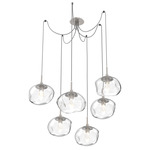 Nova Gem Swag Multi Light Pendant - Beige Silver / Clear Geo