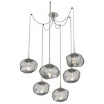 Nova Gem Swag Multi Light Pendant - Beige Silver / Smoke Geo