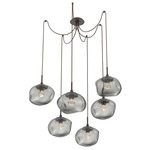 Nova Gem Swag Multi Light Pendant - Flat Bronze / Smoke Floret