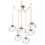 Nova Gem Swag Multi Light Pendant - Gilded Brass / Clear Floret