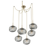 Nova Gem Swag Multi Light Pendant - Gilded Brass / Smoke Floret