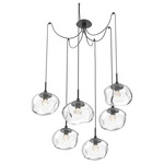 Nova Gem Swag Multi Light Pendant - Matte Black / Clear Floret