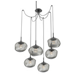 Nova Gem Swag Multi Light Pendant - Matte Black / Smoke Floret